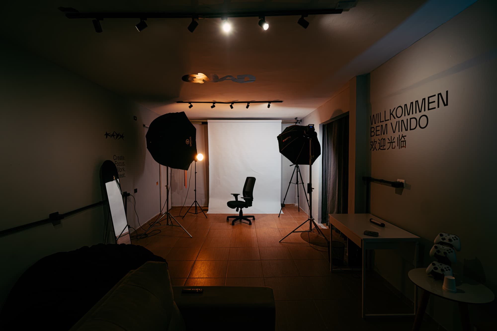 Setup de iluminação — outro ângulo